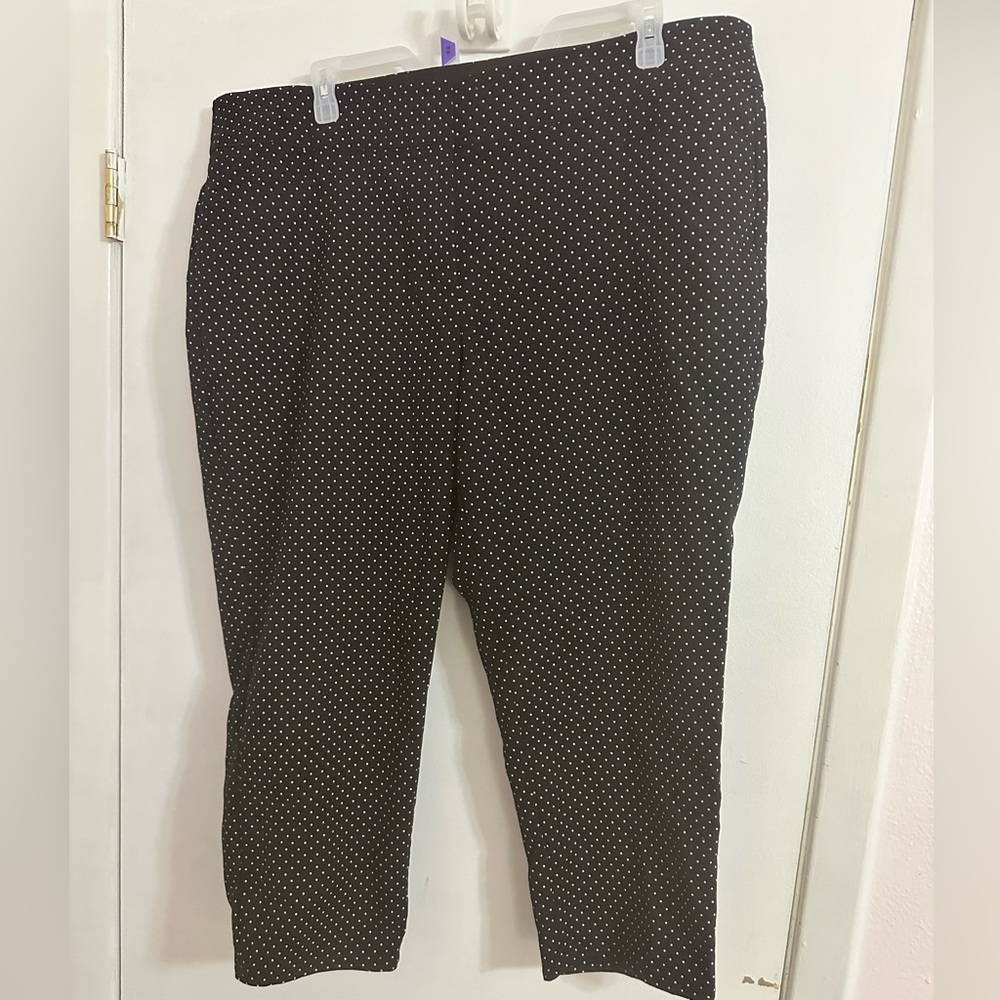 Lane Bryant Black and White Crop Polka Dot Dress Pants